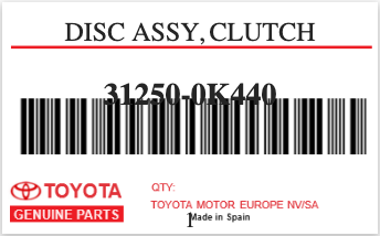 TOYOTA - 31250-0K440 DISC ASSY, CLUTCH