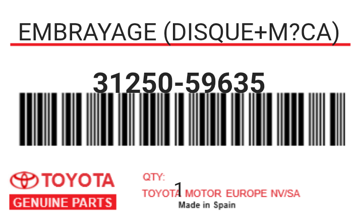 TOYOTA - 31250-59635 EMBRAYAGE (disque+m?ca)