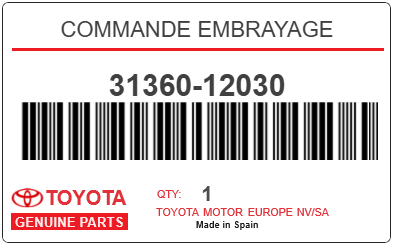 TOYOTA - 31360-12030 COMMANDE EMBRAYAGE