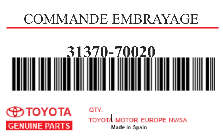 TOYOTA - 31370-70020 COMMANDE EMBRAYAGE