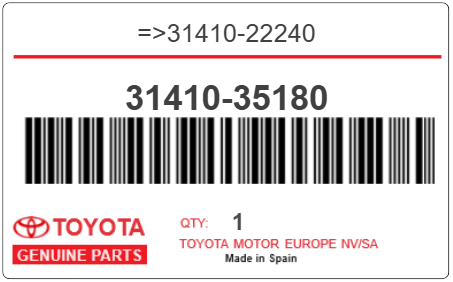 TOYOTA - 31410-35180 REFERENCE REMPLACEE PAR :