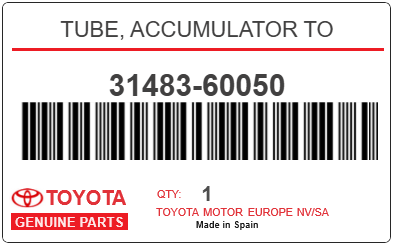 TOYOTA - 31483-60050 TUBE, ACCUMULATOR TO