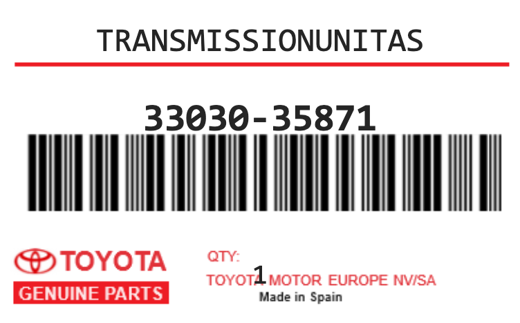 TOYOTA - 33030-35871 TRANSMISSIONUNITAS