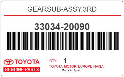 TOYOTA - 33034-20090 GEARSUB-ASSY,3RD