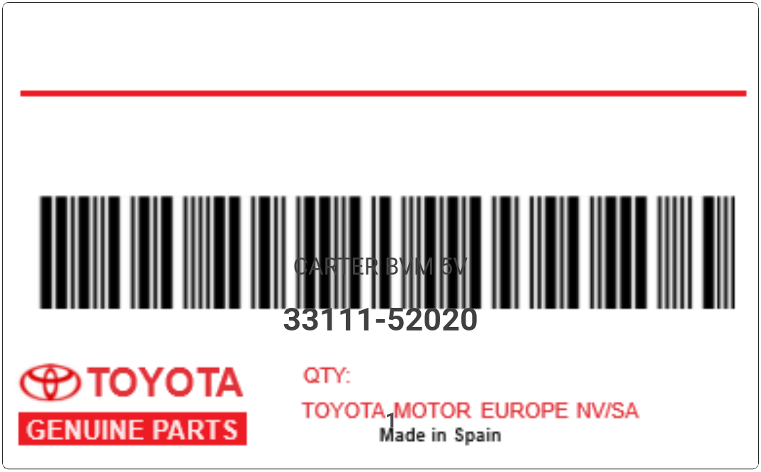 TOYOTA - 33111-52020 CARTER BVM 5V