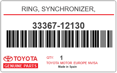 TOYOTA - 33367-12130 RING, SYNCHRONIZER,