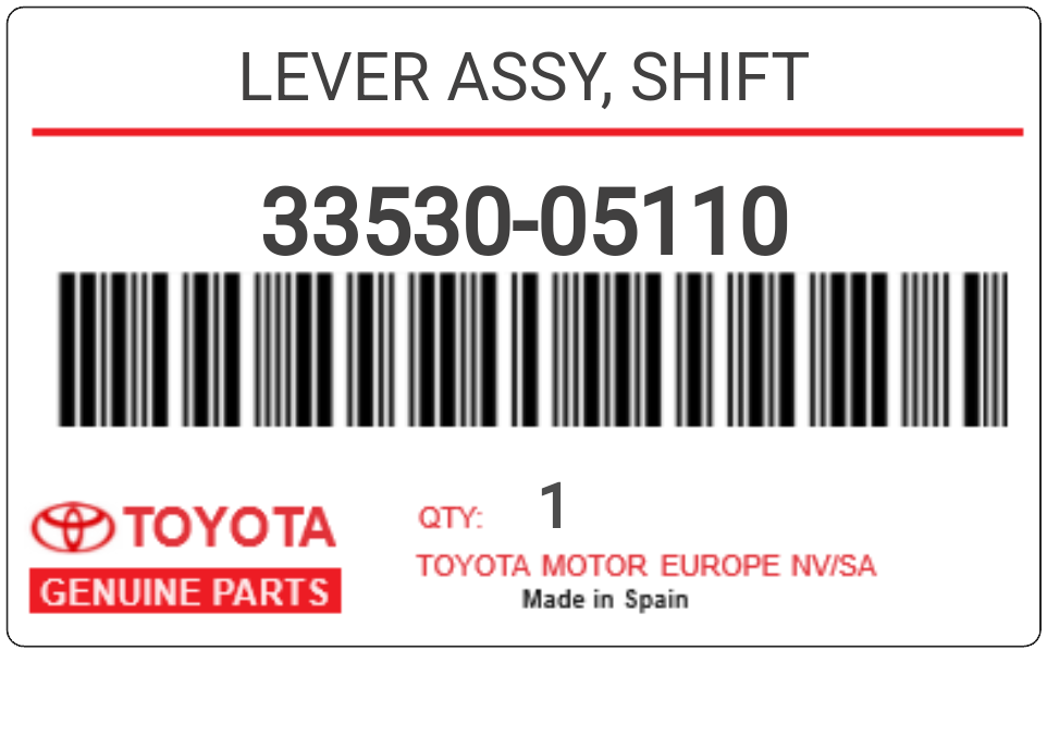 TOYOTA - 33530-05110 LEVER ASSY, SHIFT
