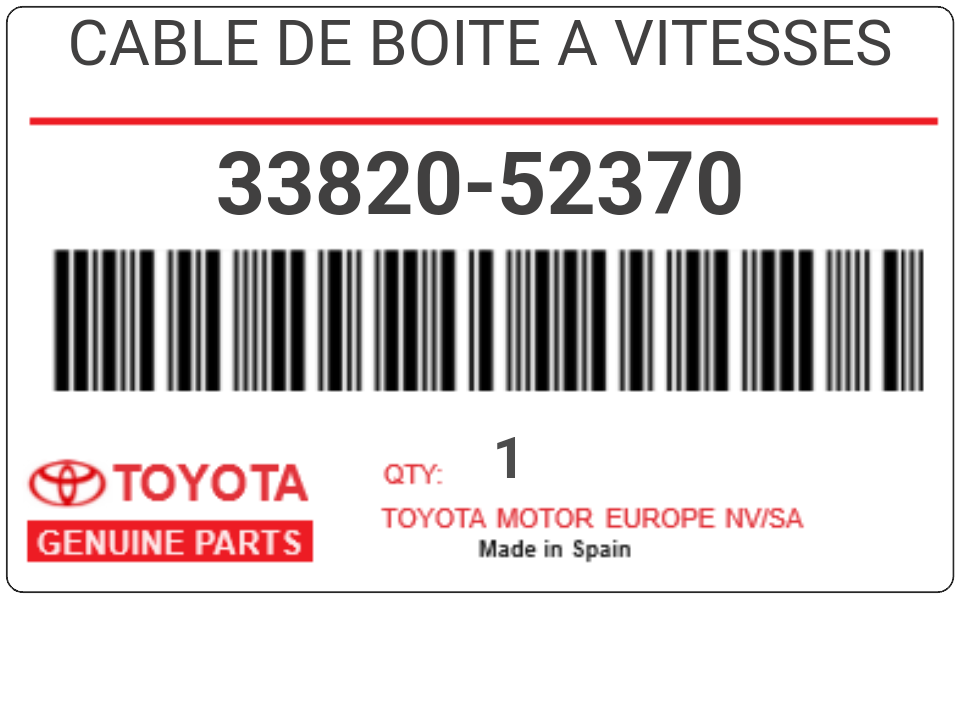 TOYOTA - 33820-52370 CABLE DE BOITE A VITESSES