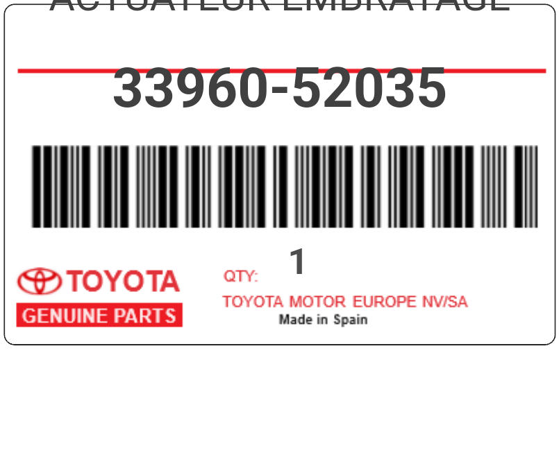 TOYOTA - 33960-52035 ACTUATEUR EMBRAYAGE