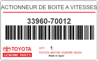 TOYOTA - 33960-70012 ACTIONNEUR DE BOITE A VITESSES