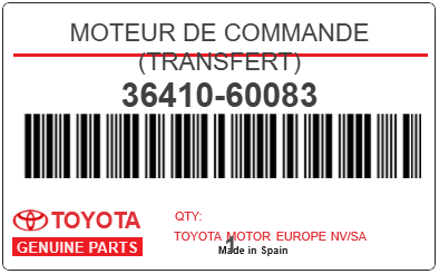 TOYOTA - 36410-60083 MOTEUR DE COMMANDE (transfert)