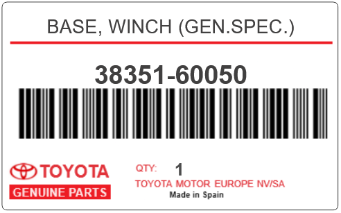 TOYOTA - 38351-60050 REFERENCE REMPLACEE PAR :
