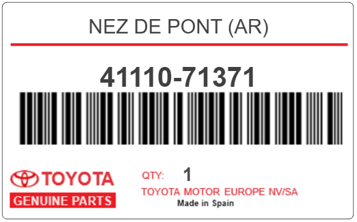 TOYOTA - 41110-71371 NEZ DE PONT (ar)
