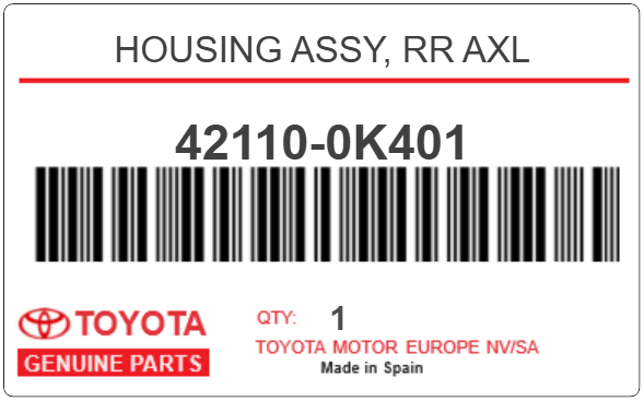 TOYOTA - 42110-0K401 HOUSING ASSY, RR AXL