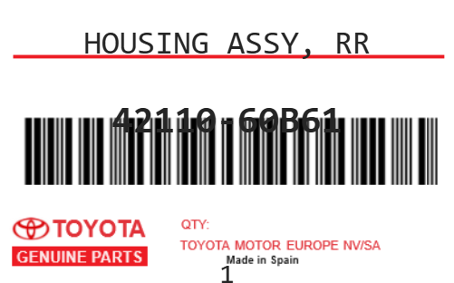 TOYOTA - 42110-60B61 HOUSING ASSY, RR