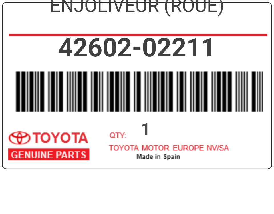 TOYOTA - 42602-02211 ENJOLIVEUR (roue)
