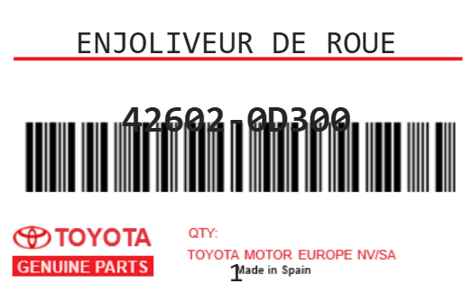 TOYOTA - 42602-0D300 ENJOLIVEUR DE ROUE
