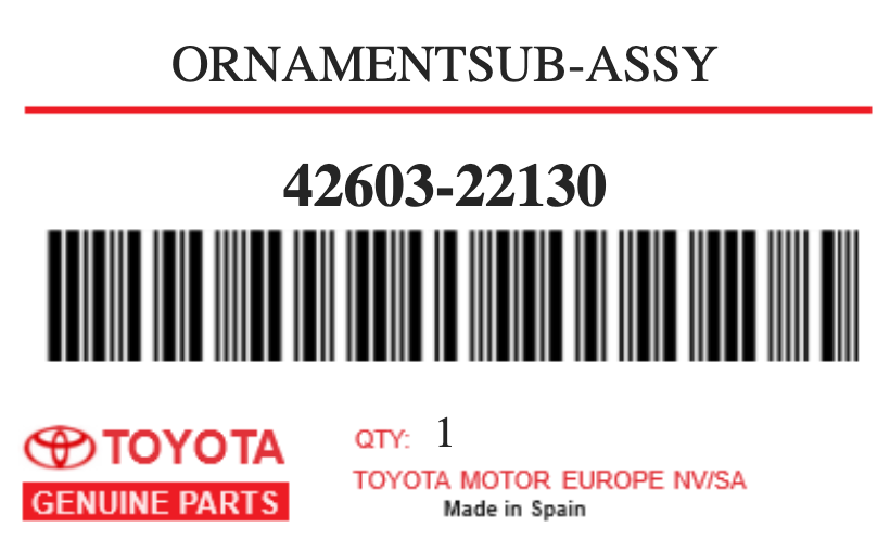 TOYOTA - 42603-22130 ORNAMENTSUB-ASSY