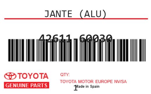 TOYOTA - 42611-60030 JANTE (alu)