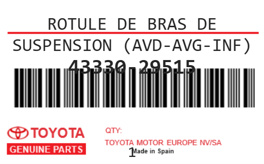 TOYOTA - 43330-29515 ROTULE DE BRAS DE SUSPENSION (avd-avg-inf)