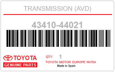 TOYOTA - 43410-44021 TRANSMISSION (avd)
