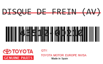 TOYOTA - 43512-0D210 DISQUE DE FREIN (av)
