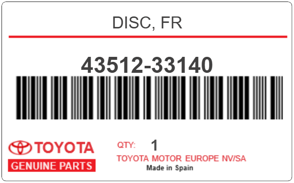 TOYOTA - 43512-33140 DISC, FR