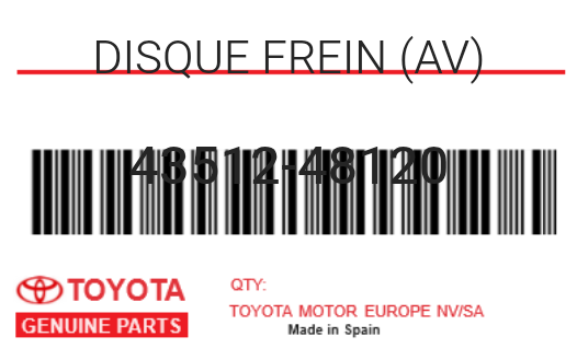 TOYOTA - 43512-48120 DISQUE FREIN (av)