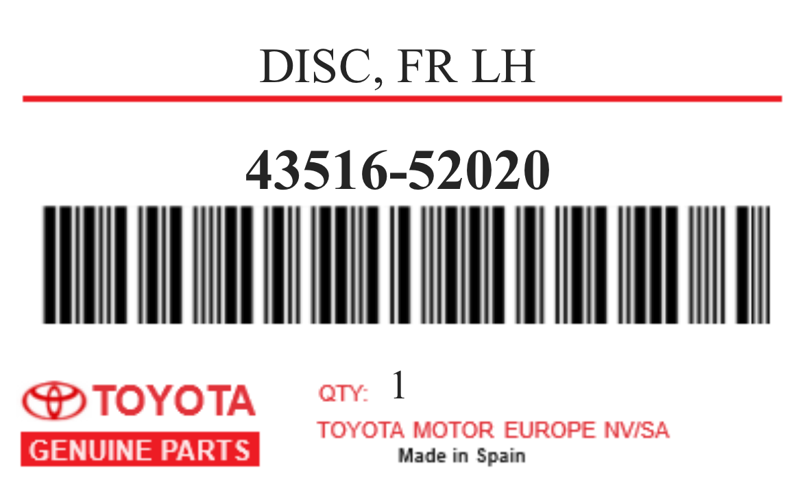 TOYOTA - 43516-52020 DISC, FR LH