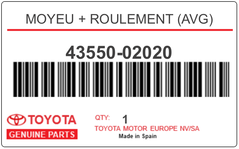 TOYOTA - 43550-02020 MOYEU + ROULEMENT (avg)