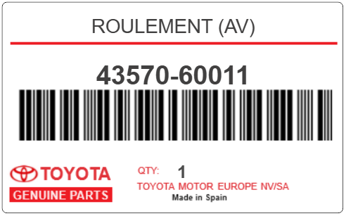 TOYOTA - 43570-60011 ROULEMENT (av)