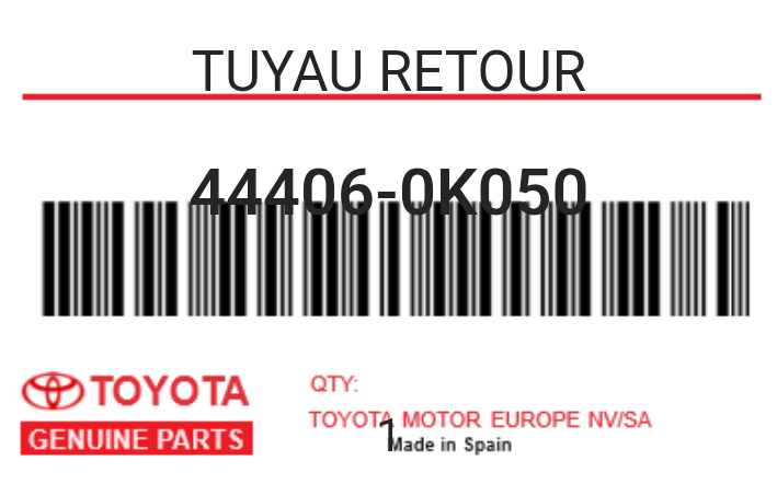 TOYOTA - 44406-0K050 TUYAU RETOUR