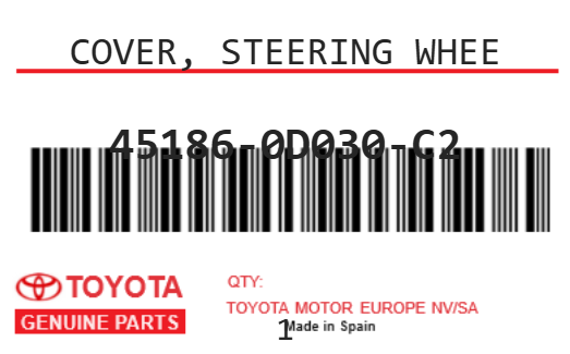 TOYOTA - 45186-0D030-C2 COVER, STEERING WHEE