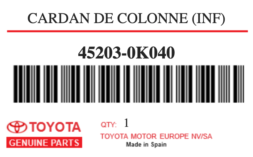 TOYOTA - 45203-0K040 CARDAN DE COLONNE (inf)