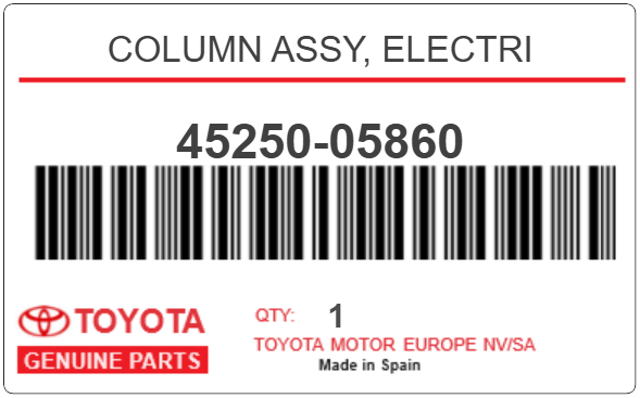 TOYOTA - 45250-05860 COLUMN ASSY, ELECTRI