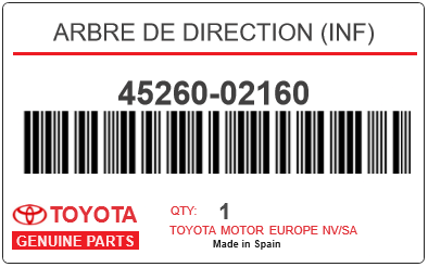 TOYOTA - 45260-02160 ARBRE DE DIRECTION (inf)