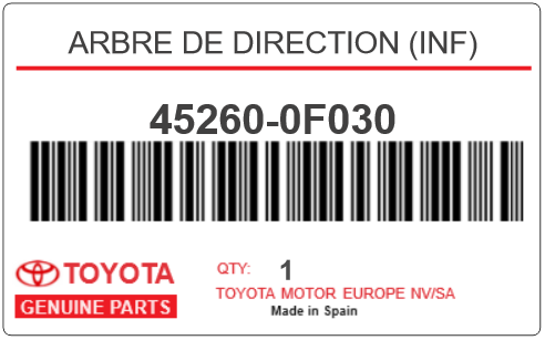 TOYOTA - 45260-0F030 ARBRE DE DIRECTION (inf)
