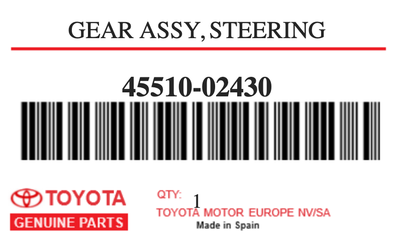 TOYOTA - 45510-02430 GEAR ASSY, STEERING