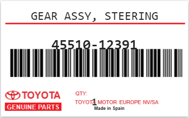 TOYOTA - 45510-12391 GEAR ASSY, STEERING