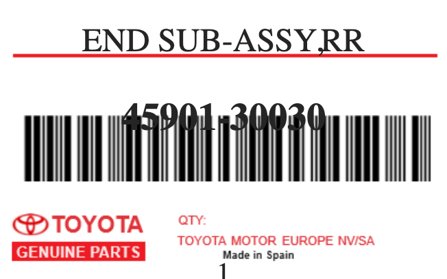 TOYOTA - 45901-30030 END SUB-ASSY,RR
