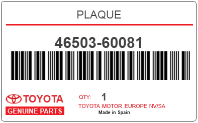 TOYOTA - 46503-60081 PLAQUE