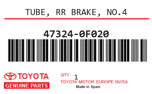 TOYOTA - 47324-0F020 TUBE, RR BRAKE, NO.4
