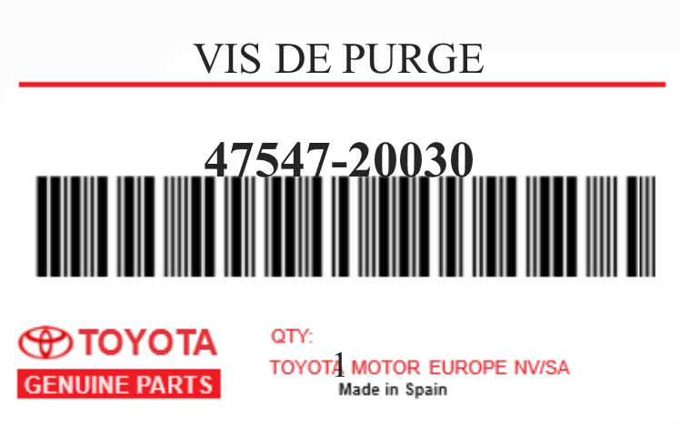 TOYOTA - 47547-20030 VIS DE PURGE