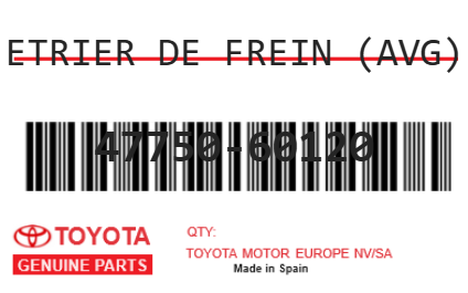 TOYOTA - 47750-60120 ETRIER DE FREIN (avg)