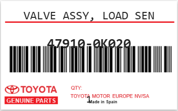 TOYOTA - 47910-0K020 VALVE ASSY, LOAD SEN