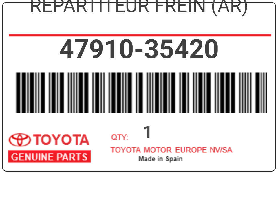 TOYOTA - 47910-35420 REPARTITEUR FREIN (ar)