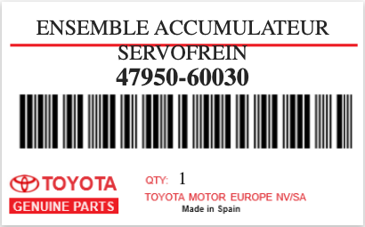 TOYOTA - 47950-60030 ENSEMBLE ACCUMULATEUR SERVOFREIN