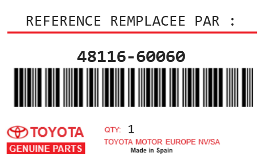 TOYOTA - 48116-60060 REFERENCE REMPLACEE PAR : 
