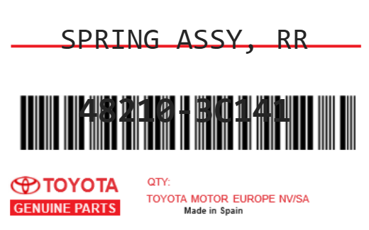 TOYOTA - 48210-3C141 SPRING ASSY, RR