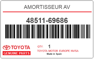 TOYOTA - 48511-69686 AMORTISSEUR AV
